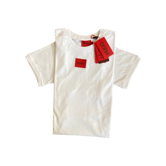 NWT HUGO BOSS Men's White Crew-neck T-Shirt With Red logo label Size S - XXL - Picture 3 of 4